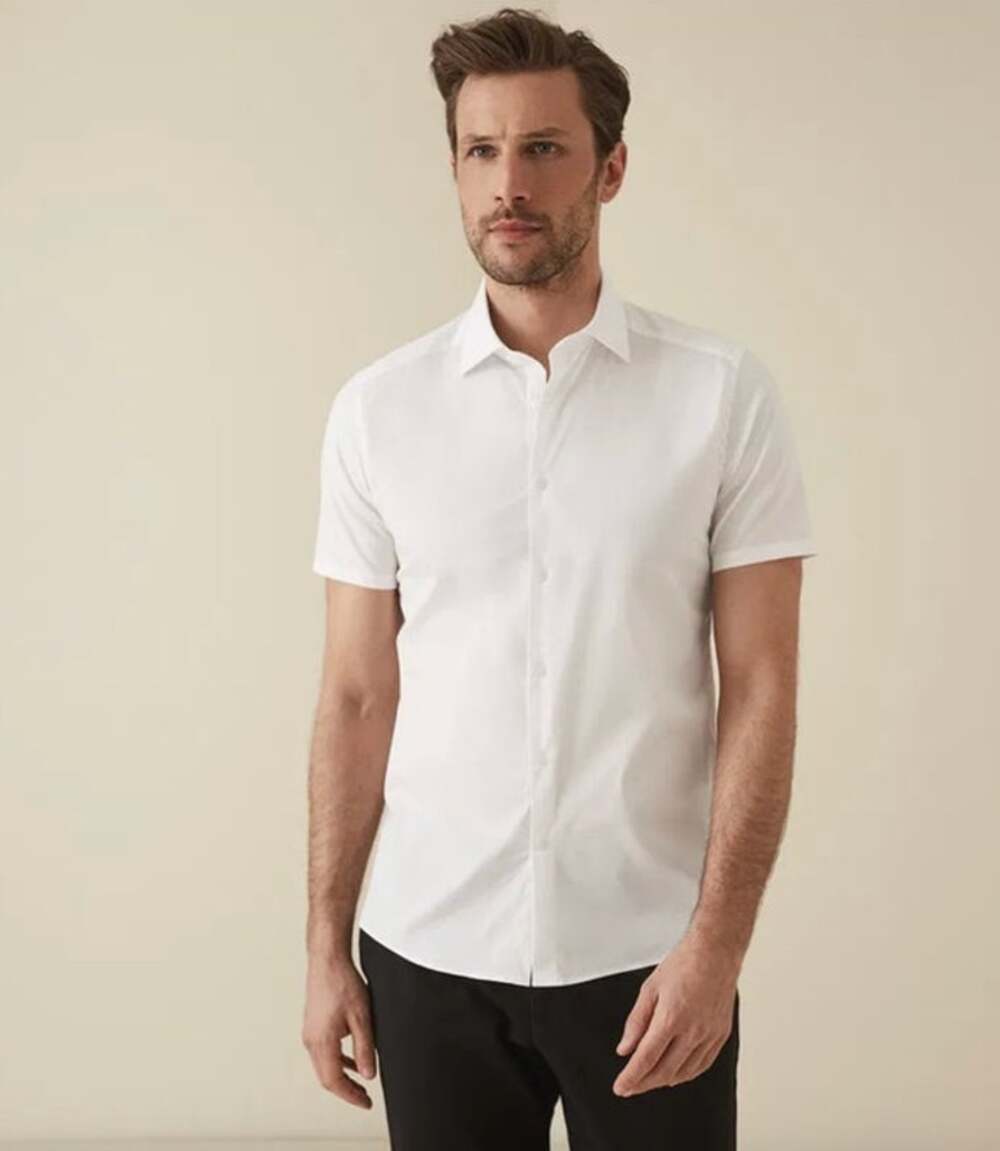 REISS Redmayne Short Sleeved Shirt Size S NEW $135 White Button Down